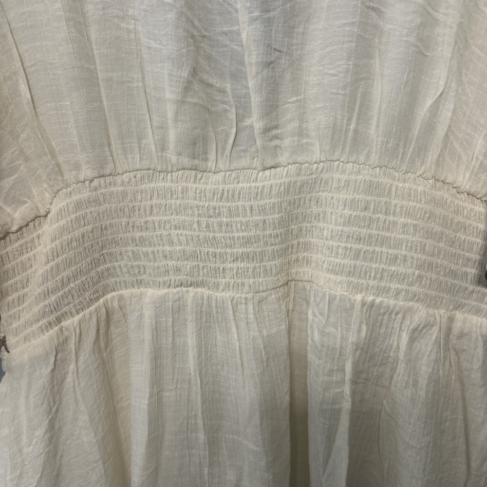 Cupshe Beige Sheer Maxi Dress with Crochet Waistband and Side Slits Size Large - Picture 5 of 6